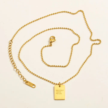 Protect Your Peace Pendant Necklace - 18k Gold Plated Adjustable 18"+ 2" ball chain.